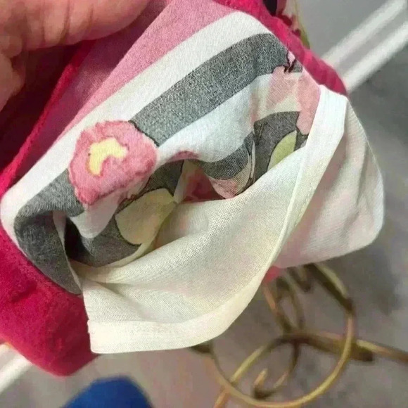 Elle Spring Tie Waist Dress Stripes and Floral Print Size Large - Picture 4 of 6